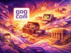 El cofundador original de GOG retoma el control de la plataforma y promete fortalecer su misión DRM-free Ilustración abstracta y colorida que representa la preservación del videojuego: cofres con soportes físicos antiguos, un ordenador retro, discos y cartuchos flotando en un flujo luminoso, con un templo clásico como símbolo del patrimonio cultural y el logo de GOG emergiendo en el centro.