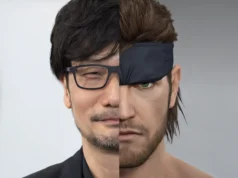 Hideo Kojima confiesa que Metal Gear Solid 2 se convirtió en el futuro que esperaba que nunca sucediera Retrato dividido de un hombre, con la mitad izquierda mostrando un aspecto realista con gafas y la mitad derecha un estilo de personaje de videojuego con parche en el ojo, contrastando identidad real y representación digital.